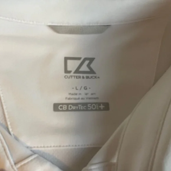 Cutter & Buck Men’s Drytec 50+ Sun Protection White Golf Polo Shirt Size L - Picture 3 of 7